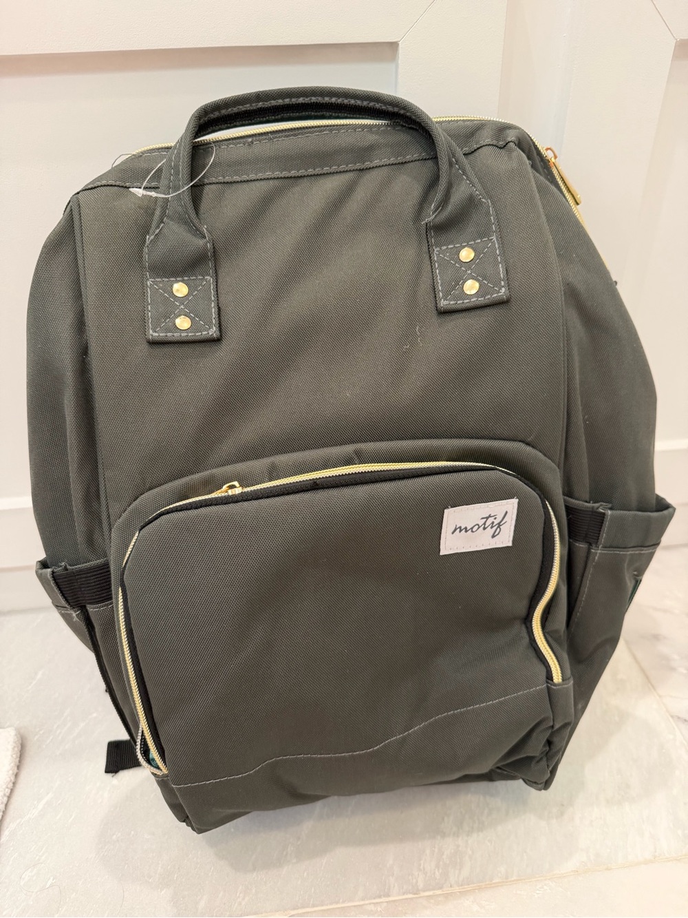 Motif Olive Green Backpack Tote Breastpump Bag